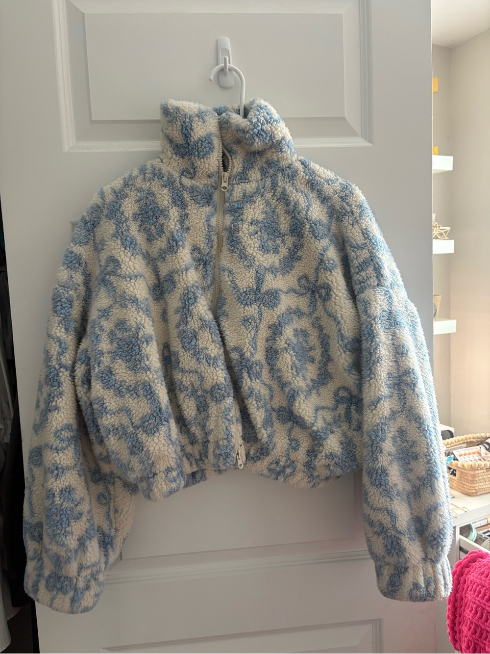 Urban Outfitters Kimchi Blue Snow Bunny Printed Piled Fleece Zip-Up Jacket